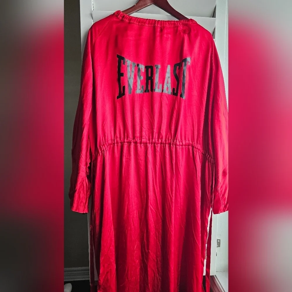 ZARA EVERLAST Satin RED BLACK ROBE SPORT Relax Size L - Picture 8 of 9